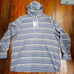 Mens ROWM Striped Hoodie Shirt